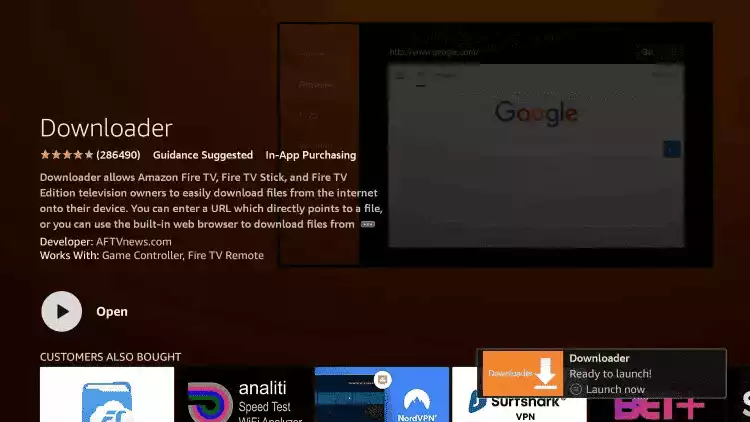 Once the app finishes installing click Ope